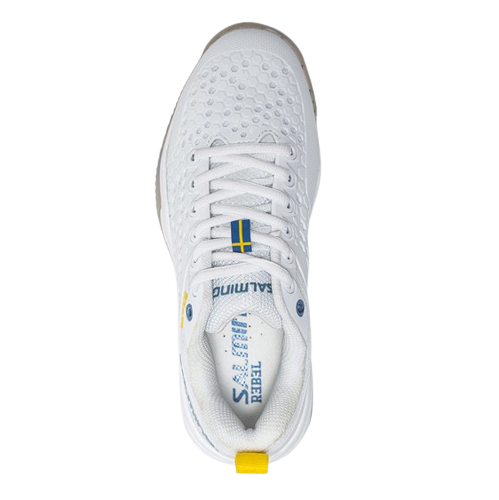 Salming Rebel White WBY Female All Court Shoe. Pickleball & Padel